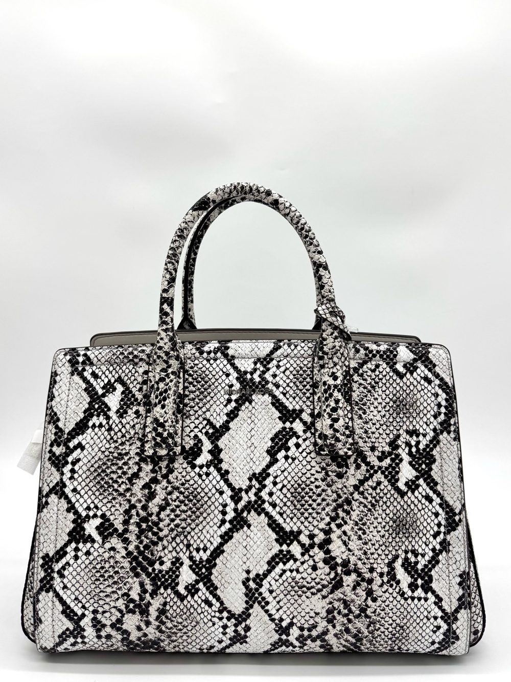 Michael Kors Laila Medium Snakeskin Leather Satchel Bag-Aluminum